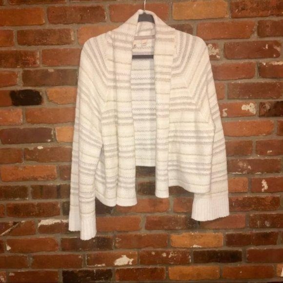 Moth Anthropologie White Open Front Sweater Large - Picture 1 of 5
